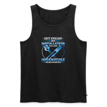 Installer God created him because engineers also - Men's Premium Organic Tank Top - black - Front - AI Model Male 178 light (178cm)