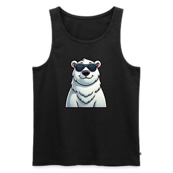 Casual polar bear cartoon with sunglasses - Men's Premium Organic Tank Top - black - Front - AI Model Male 178 light (178cm)