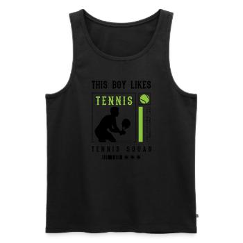 Junge mag Tennis, Cardio-Sommersport - Männer Premium Bio Tank Top - Schwarz - Vorne - Michal (187cm)
