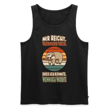 Faultier Chillen Faul Müde Lustlos Spruch Lustig - Männer Premium Bio Tank Top - Schwarz - Vorne - AI Model Male 178 light (178cm)