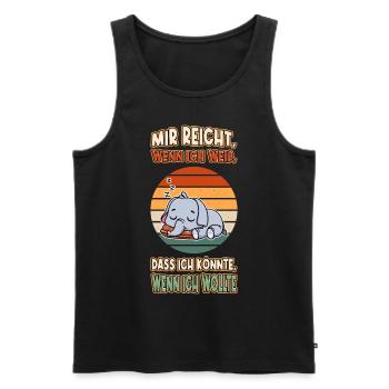 Elefant Chillen Faul Müde Lustlos Spruch Lustig - Männer Premium Bio Tank Top - Schwarz - Vorne - AI Model Male 178 light (178cm)
