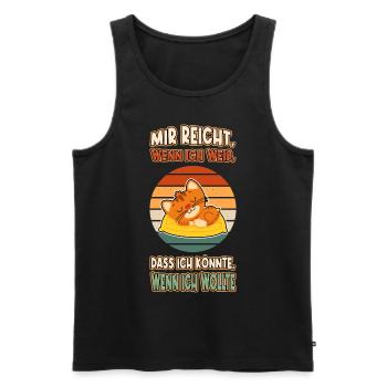 Cat Chill Lazy Tired Listless Saying Funny - Men's Premium Organic Tank Top - black - Front - AI Model Male 178 light (178cm)