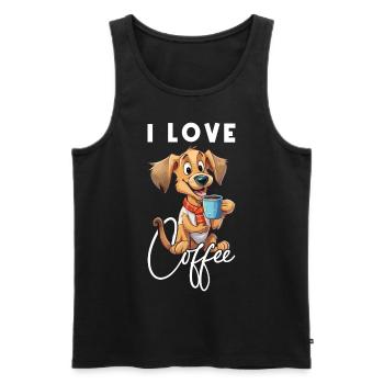 Coffee Dog I Love Coffee Animal Saying Funny - Men's Premium Organic Tank Top - black - Front - Michal (187cm)