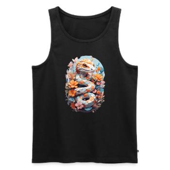 Vivid Snake and Fantasy Flowers: A Psychedelic and - Men's Premium Organic Tank Top - black - Front - AI Model Male 178 light (178cm)