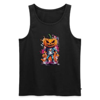 Unleash Spooky Creativity: Colorful Graffiti Pumpk - Men's Premium Organic Tank Top - black - Front - Michal (187cm)