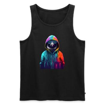 Penguin with Sunglasses Colorful Cool Penguins Bird - Men's Premium Organic Tank Top - black - Front - Michal (187cm)