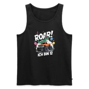 12. Geburtstag 12 Jahre Dino Monstertruck Fan - Männer Premium Bio Tank Top - Schwarz - Vorne - Michal (187cm)
