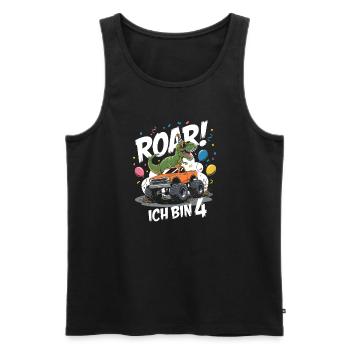 4ème anniversaire 4 ans Dino Monster Truck Fan - Débardeur bio Premium Homme - noir - Devant - Michal (187cm)