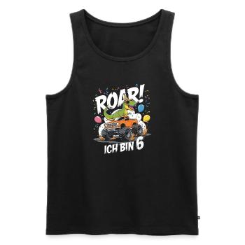 6ème anniversaire 6 ans Dino Monster Truck Fan - Débardeur bio Premium Homme - noir - Devant - Michal (187cm)