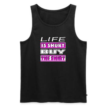 Life is short buy the shirt - Männer Premium Bio Tank Top - Schwarz - Vorne - Michal (187cm)