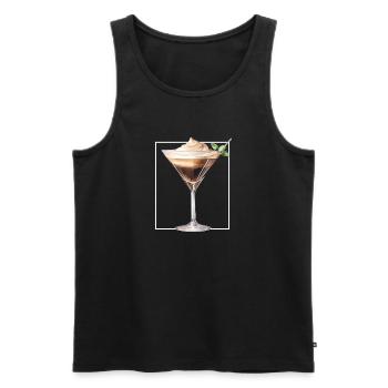 Espresso Martini Aquarell Minimalistisches Glas - Männer Premium Bio Tank Top - Schwarz - Vorne - AI Model Male 178 light (178cm)