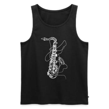 Croquis de saxophone - Débardeur bio Premium Homme - noir - Devant - Michal (187cm)