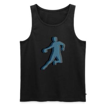 HANDBALL Streifenraster 3C - Männer Premium Bio Tank Top - Schwarz - Vorne - Michal (187cm)