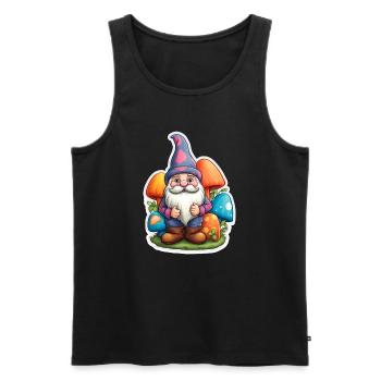 Dwarf surrounded by mushrooms - Men's Premium Organic Tank Top - black - Front - AI Model Male 178 light (178cm)