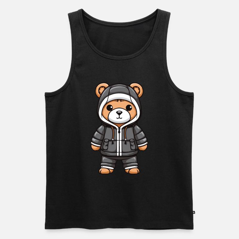 Bär Winter Comic Niedlich - Männer Premium Bio Tank Top - Schwarz