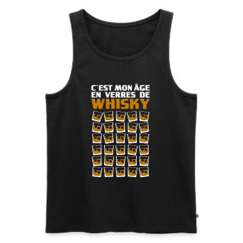 Humour Whisky Age Verre 30 ans - Débardeur bio Premium Homme - noir - Devant - AI Model Male 178 light (178cm)
