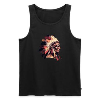 Sitting Bull - Männer Premium Bio Tank Top - Schwarz - Vorne - Michal (187cm)