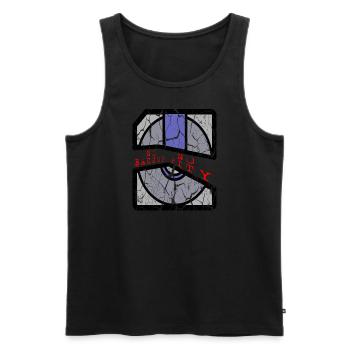 no backup no pity black - Men's Premium Organic Tank Top - black - Front - AI Model Male 178 light (178cm)