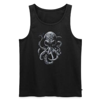 Grim Horror Kraken - Men's Premium Organic Tank Top - black - Front - AI Model Male 178 light (178cm)