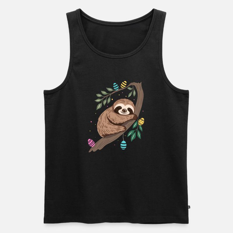 Easter Sloth with Easter Eggs - Men's Premium Organic Tank Top - black