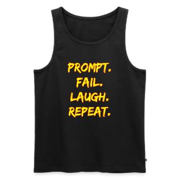PROMPT. FAIL. LAUGH. REPEAT. - Männer Premium Bio Tank Top - Schwarz - Vorne - AI Model Male 178 light (178cm)