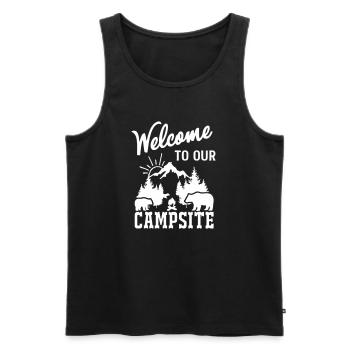 Mountain Nature Campfire Scene - Men's Premium Organic Tank Top - black - Front - AI Model Male 178 light (178cm)