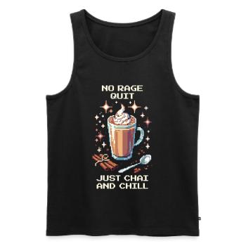 No ragequit – just chai &amp; chill | Chai Latte - Men's Premium Organic Tank Top - black - Front - AI Model Male 178 light (178cm)