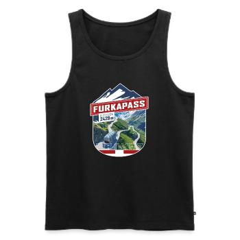 Sticker_CH_Furka - Men's Premium Organic Tank Top - black - Front - AI Model Male 178 light (178cm)