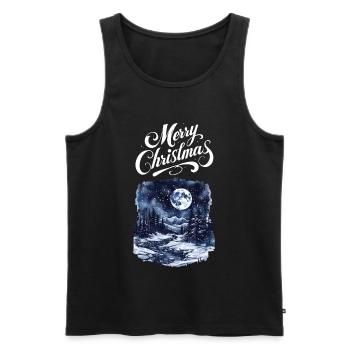 Frohe Weihnachten Waldlandschaft Mond Tannen - Männer Premium Bio Tank Top - Schwarz - Vorne - AI Model Male 178 light (178cm)