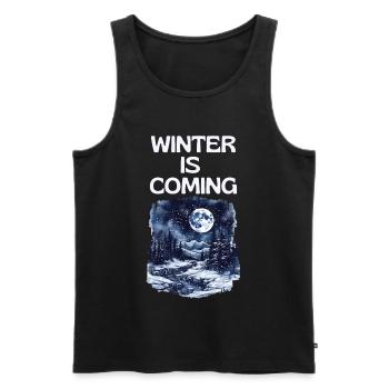 Der Winter kommt | Nordlandschaft Schnee Mond - Men's Premium Organic Tank Top - black - Front - AI Model Male 178 light (178cm)