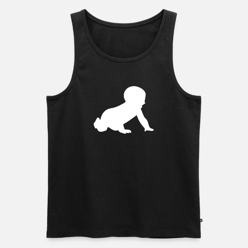 Krabbelnde Baby-Silhouette - Männer Premium Bio Tank Top - Schwarz