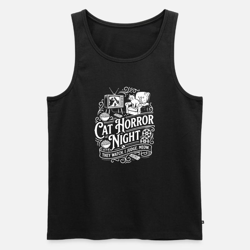 Cat Horror Night - Männer Premium Bio Tank Top - Schwarz
