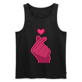 Kpop Finger Heart Coréen Pop Cute Love Korea Music - Débardeur bio Premium Homme - noir - Devant - AI Model Male 178 light (178cm)