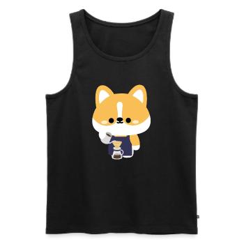 Barista Corgi Pour-Over - Débardeur bio Premium Homme - noir - Devant - Michal (187cm)