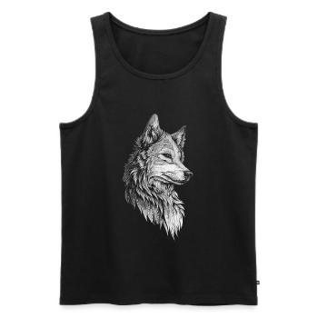 Wolf Kopf Realistisch - Männer Premium Bio Tank Top - Schwarz - Vorne - AI Model Male 178 light (178cm)