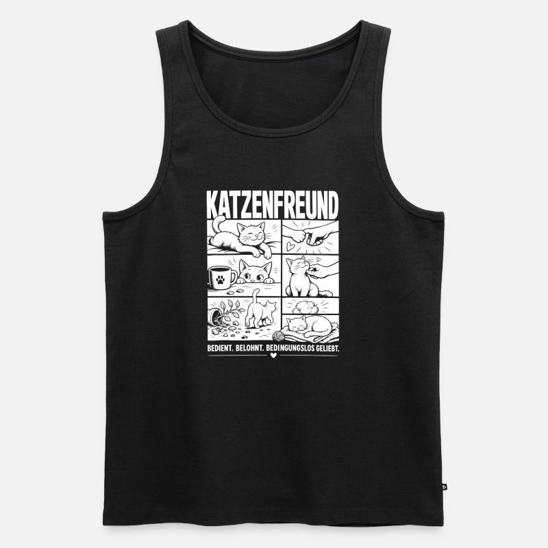 Katzenfreund Liebe Katze Comic - Männer Premium Bio Tank Top - Schwarz