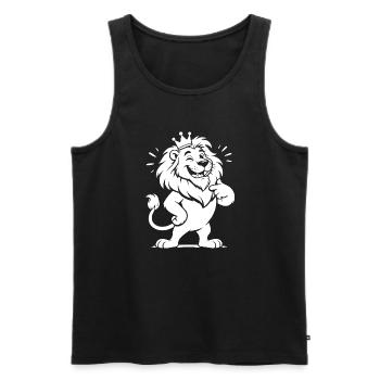 Löwe Krone der König Tiere lustig selbstbewusst - Männer Premium Bio Tank Top - Schwarz - Vorne - Michal (187cm)