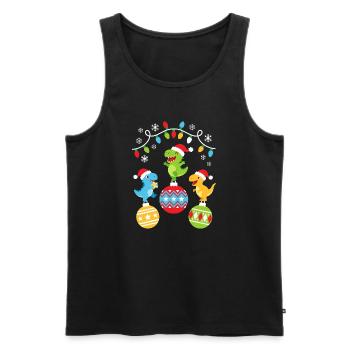 Süße Weihnachts Dinosaurier - Männer Premium Bio Tank Top - Schwarz - Vorne - Michal (187cm)