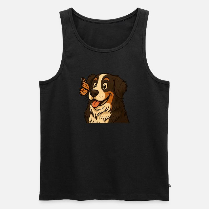 Berner mit Schmetterling - Männer Premium Bio Tank Top - Schwarz
