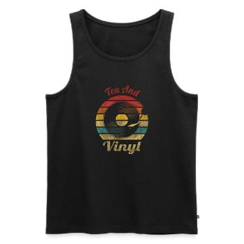 Tea and Vinyl Retro Vintage Music - Men's Premium Organic Tank Top - black - Front - Michal (187cm)
