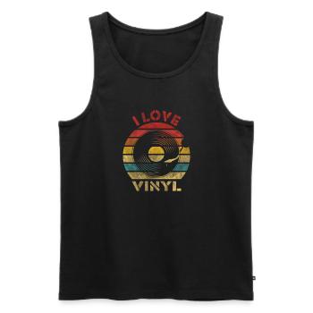 I Love Vinyl Retro Vintage Music - Men's Premium Organic Tank Top - black - Front - Michal (187cm)