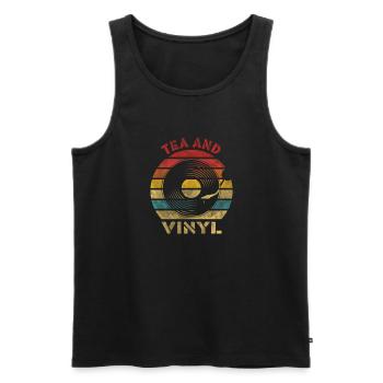 Tea and Vinyl Retro Vintage Music - Men's Premium Organic Tank Top - black - Front - Michal (187cm)