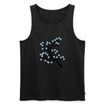 Floraison Turquoise, harnais conduite au printemps - Débardeur bio Premium Homme - noir - Devant - AI Model Male 178 light (178cm)