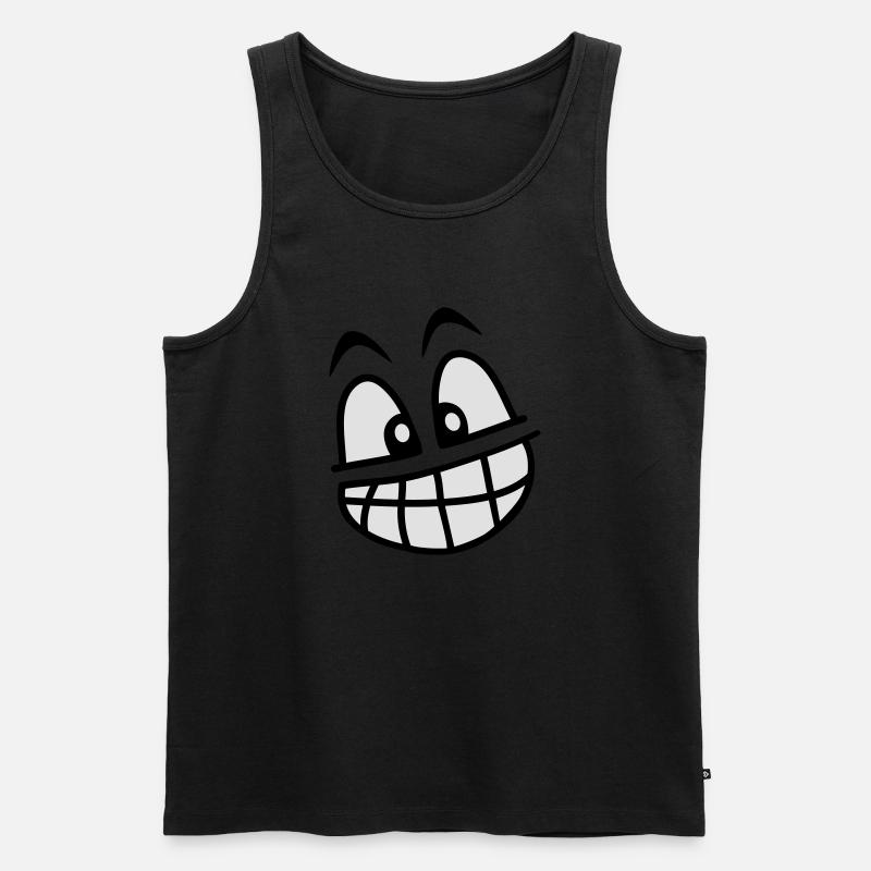 grin_face_2c - Männer Premium Bio Tank Top - Schwarz