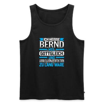 BERND - Gottgleich - Männer Premium Bio Tank Top - Schwarz - Vorne - Michal (187cm)