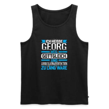 GEORG - Gottgleich - Männer Premium Bio Tank Top - Schwarz - Vorne - AI Model Male 178 light (178cm)