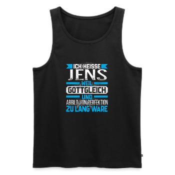 JENS - Gottgleich - Männer Premium Bio Tank Top - Schwarz - Vorne - Michal (187cm)