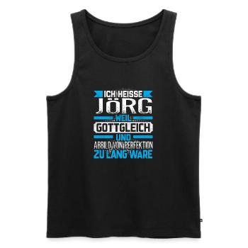 JÖRG - Gottgleich - Männer Premium Bio Tank Top - Schwarz - Vorne - AI Model Male 178 light (178cm)