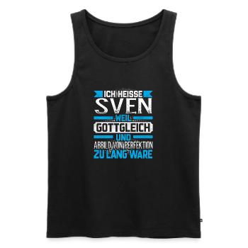 SVEN -Gottgleich - Männer Premium Bio Tank Top - Schwarz - Vorne - AI Model Male 178 light (178cm)