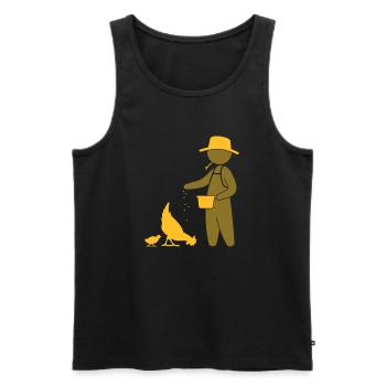 Bauer füttert Hühner - Männer Premium Bio Tank Top - Schwarz - Vorne - Michal (187cm)